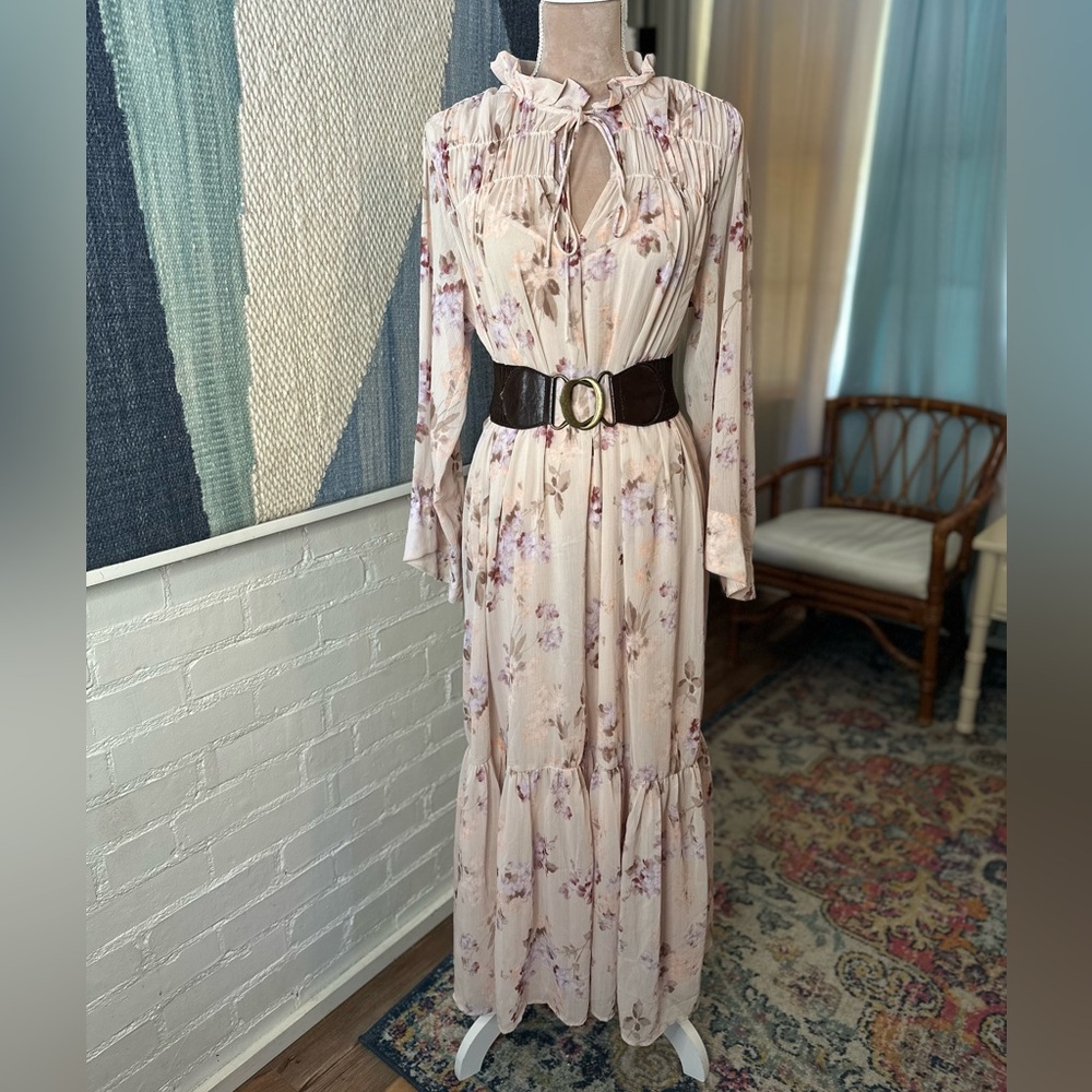 H&M Soft Blush Pink and Purple Floral Maxi Dress - Picture 3 of 10